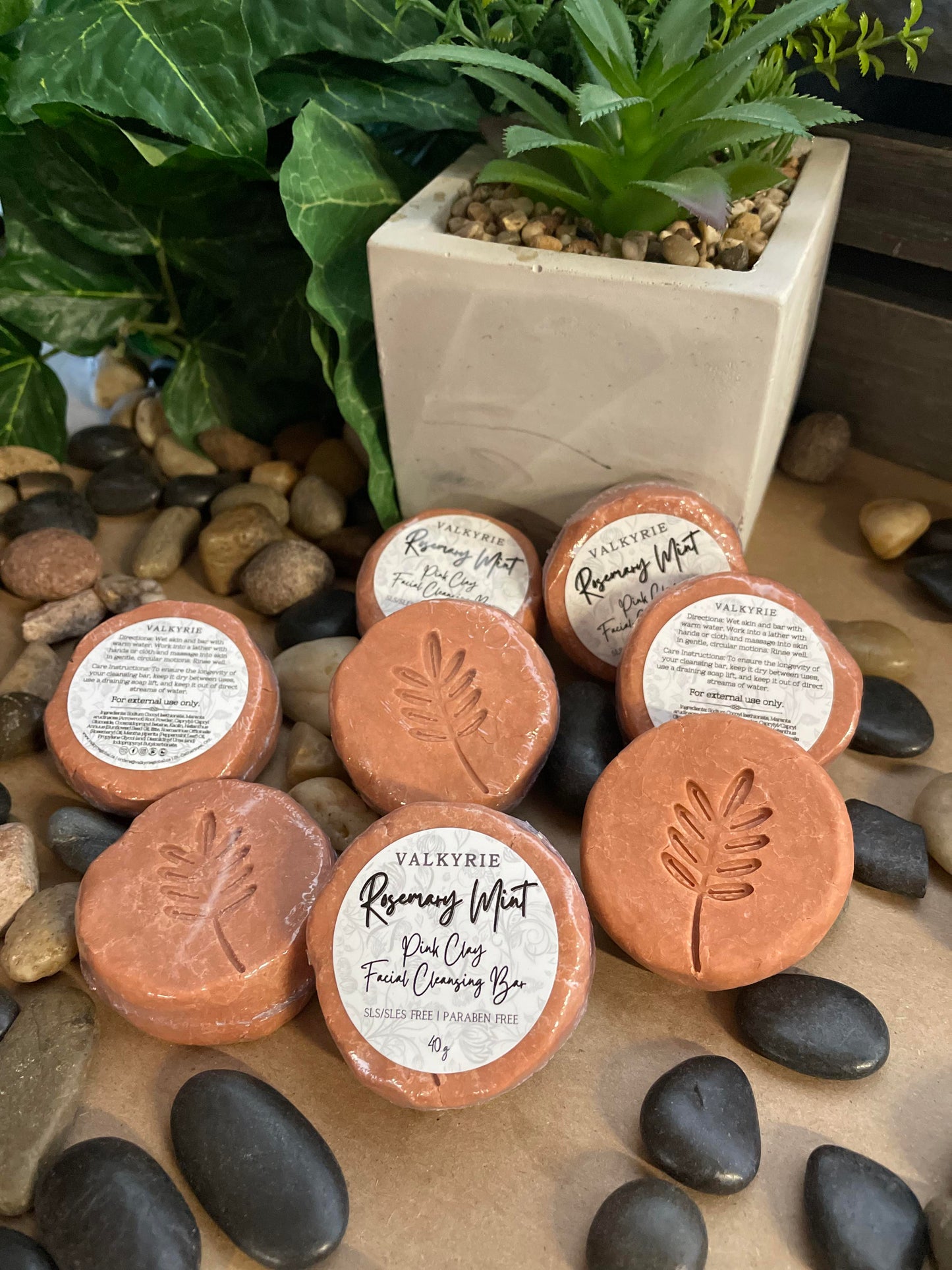 Rosemary Mint Pink Clay Facial Cleansing Bar Valkyrie Global Skin Care Self Care Beauty St. Catharines Ontario Canada