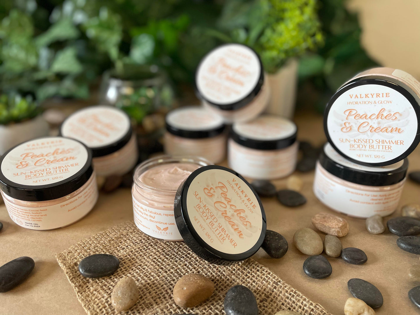 Peaches & Cream - Sun-kissed Shimmer Body Butter Valkyrie Global Skin Care Self Care Beauty St. Catharines Ontario Canada
