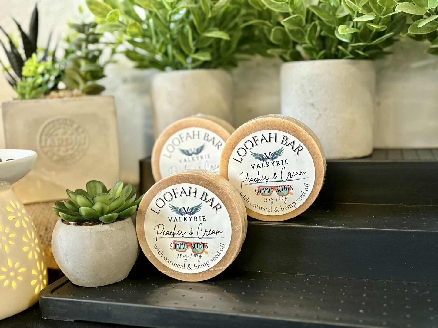 Peaches & Cream Loofah Cleansing Bar Valkyrie Natural Skin Care Self Care Beauty St. Catharines Canada
