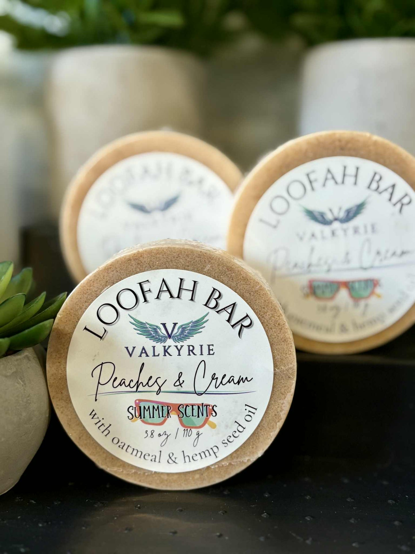 Peaches & Cream Loofah Cleansing Bar Valkyrie Natural Skin Care Self Care Beauty St. Catharines Canada