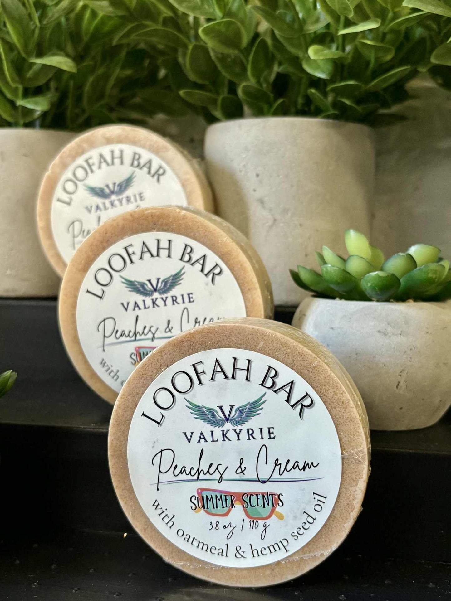 Peaches & Cream Loofah Cleansing Bar Valkyrie Natural Skin Care Self Care Beauty St. Catharines Canada