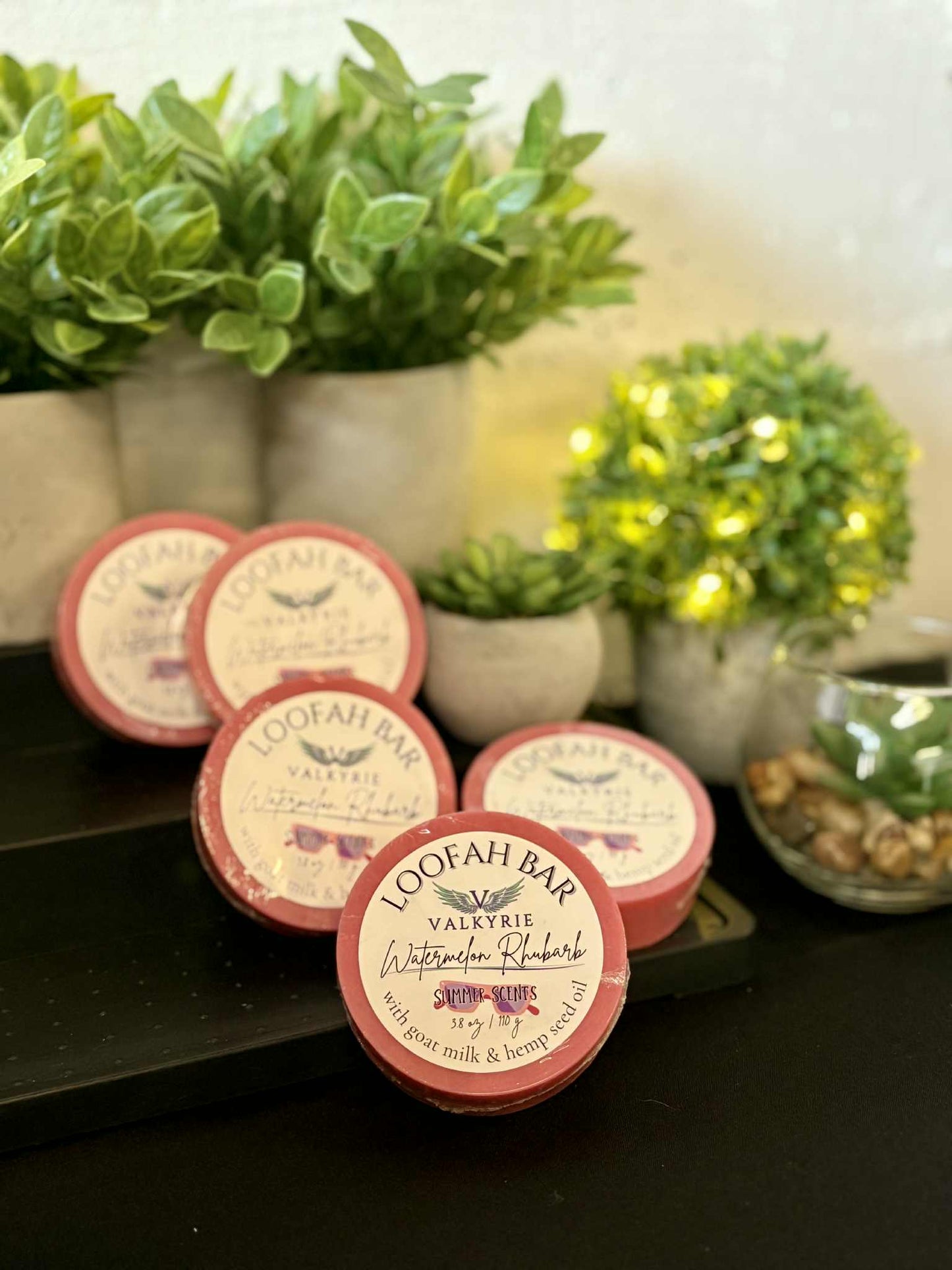 Watermelon Rhubarb Loofah Cleansing Bar Valkyrie Natural Skin Care Self Care Beauty St. Catharines Canada