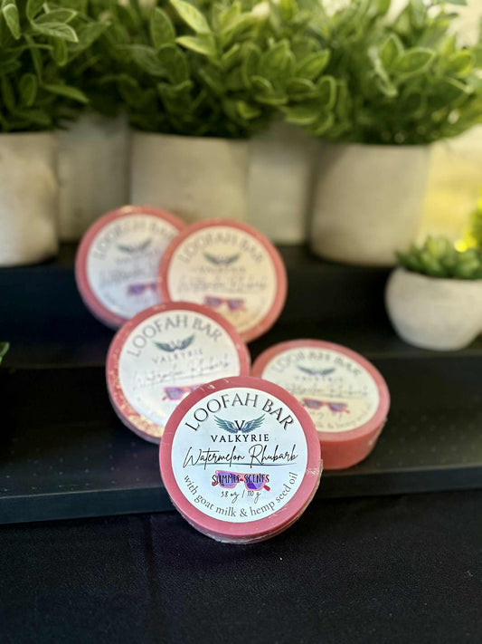 Watermelon Rhubarb Loofah Cleansing Bar Valkyrie Natural Skin Care Self Care Beauty St. Catharines Canada