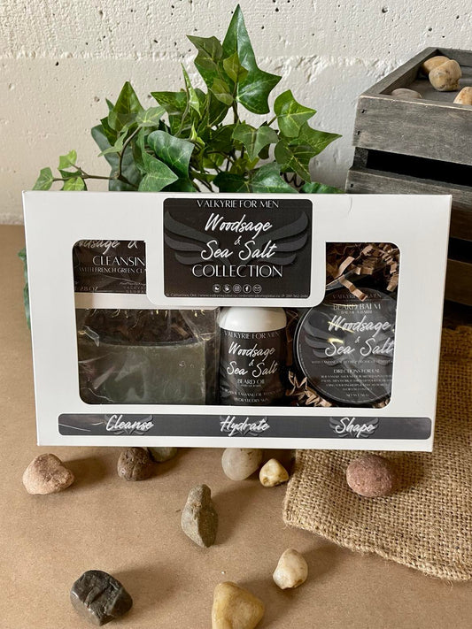 Woodsage & Sea Salt Collection Box Set Valkyrie For Men Valkyrie Global Natural Skin Care Self Care Beauty St. Catharines Ontario Canada