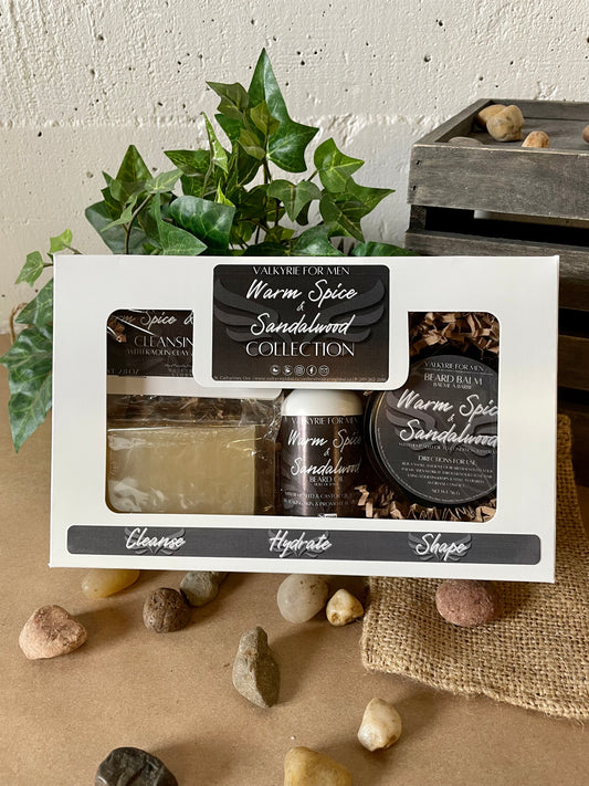 Warm Spice & Sandalwood Collection  Box Set Valkyrie For Men Valkyrie Global Natural Skin Care Self Care Beauty St. Catharines Ontario Canada