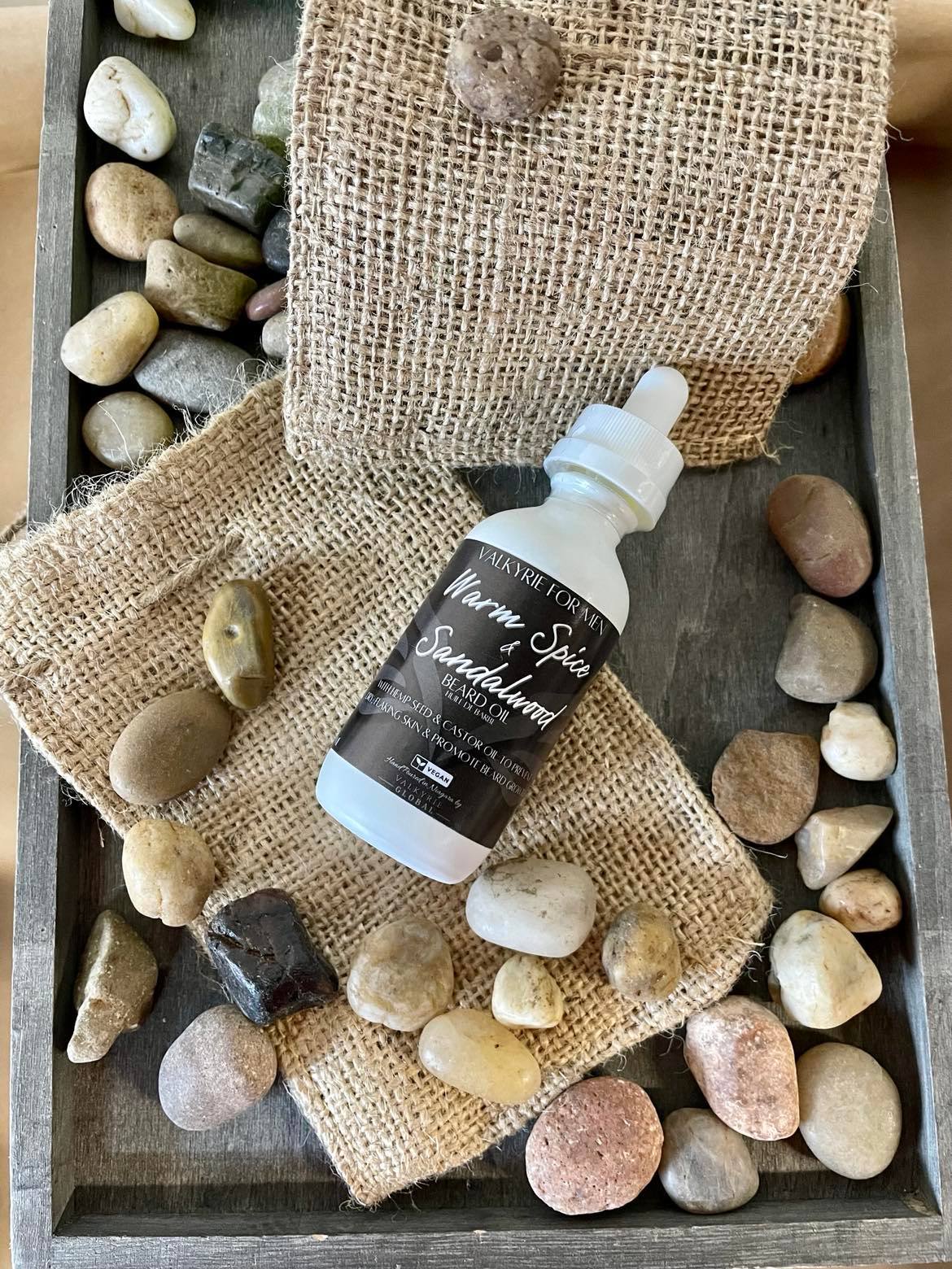 Warm Spice & Sandalwood Beard Oil Valkyrie For Men Valkyrie Global Natural Skin Care Self Care Beauty St. Catharines Ontario Canada