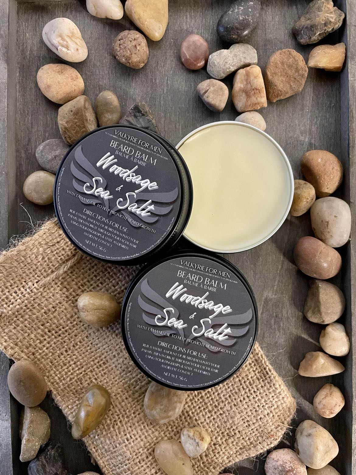 Woodsage & Sea Salt Beard Balm Valkyrie For Men Valkyrie Global Natural Skin Care Self Care Beauty St. Catharines Ontario Canada