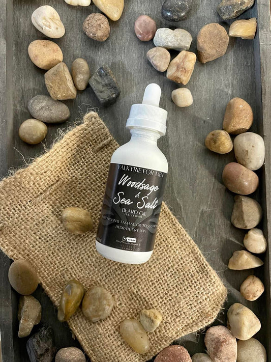 Woodsage & Sea Salt Beard Oil Valkyrie For Men Valkyrie Global Natural Skin Care Self Care Beauty St. Catharines Ontario Canada