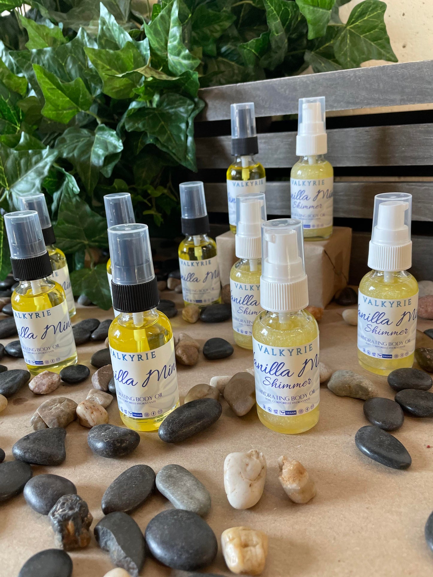 Vanilla Mint Hydrating Body Oil Valkyrie Global Natural Skin Care Self Care Beauty St. Catharines Ontario Canada