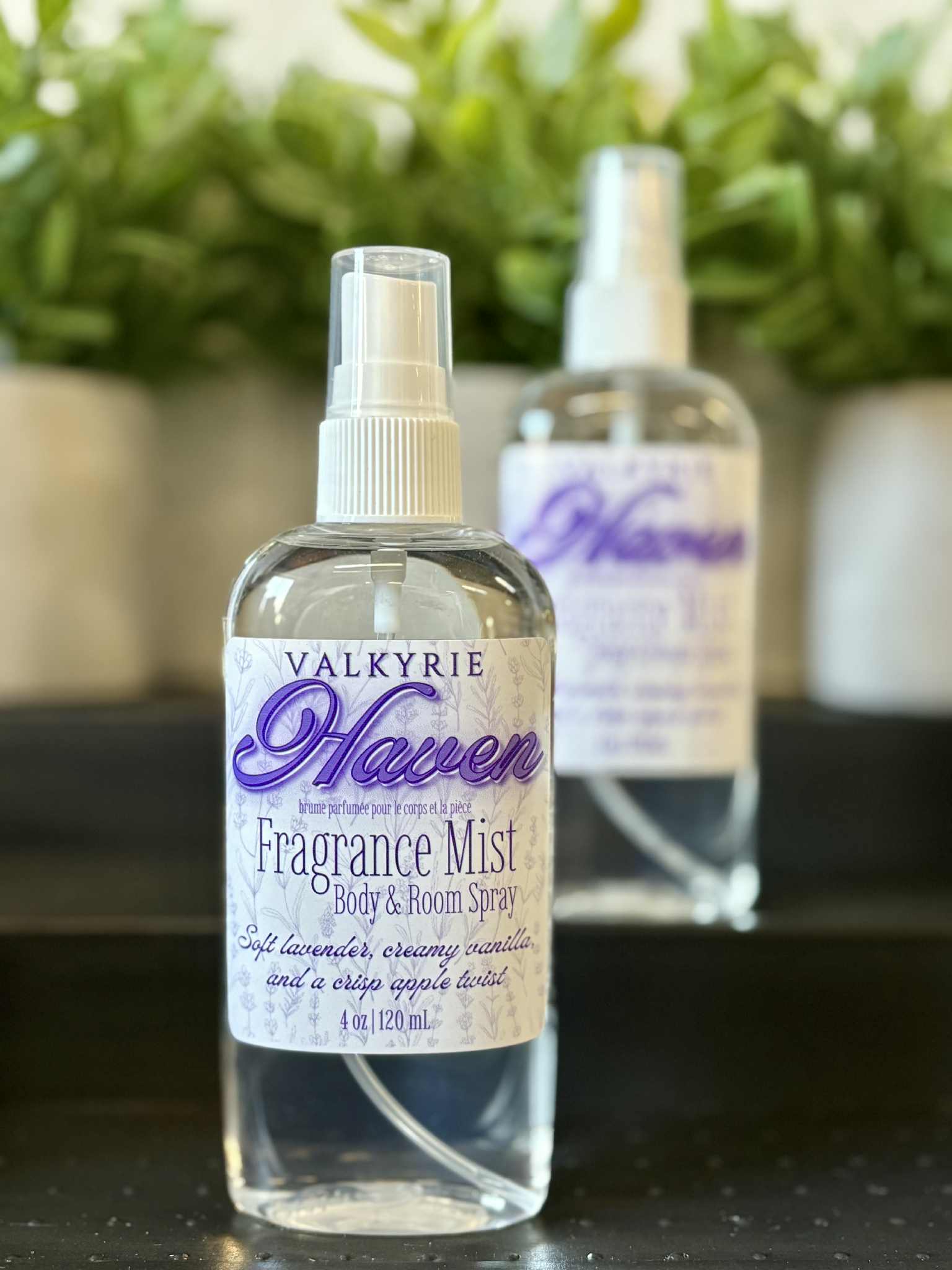 Fragrance Mist Body & Room Spray Haven Valkyrie Skin Care Beauty St. Catharines Ontario Canada Soft lavender • Creamy vanilla • Crisp apple twist