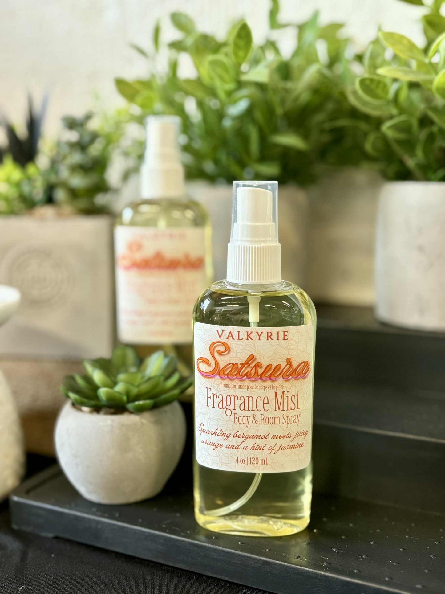 Fragrance Mist Body & Room Spray Satsura Valkyrie Skin Care Beauty St. Catharines Ontario Canada Sparkling bergamot • Juicy orange • Subtle jasmine