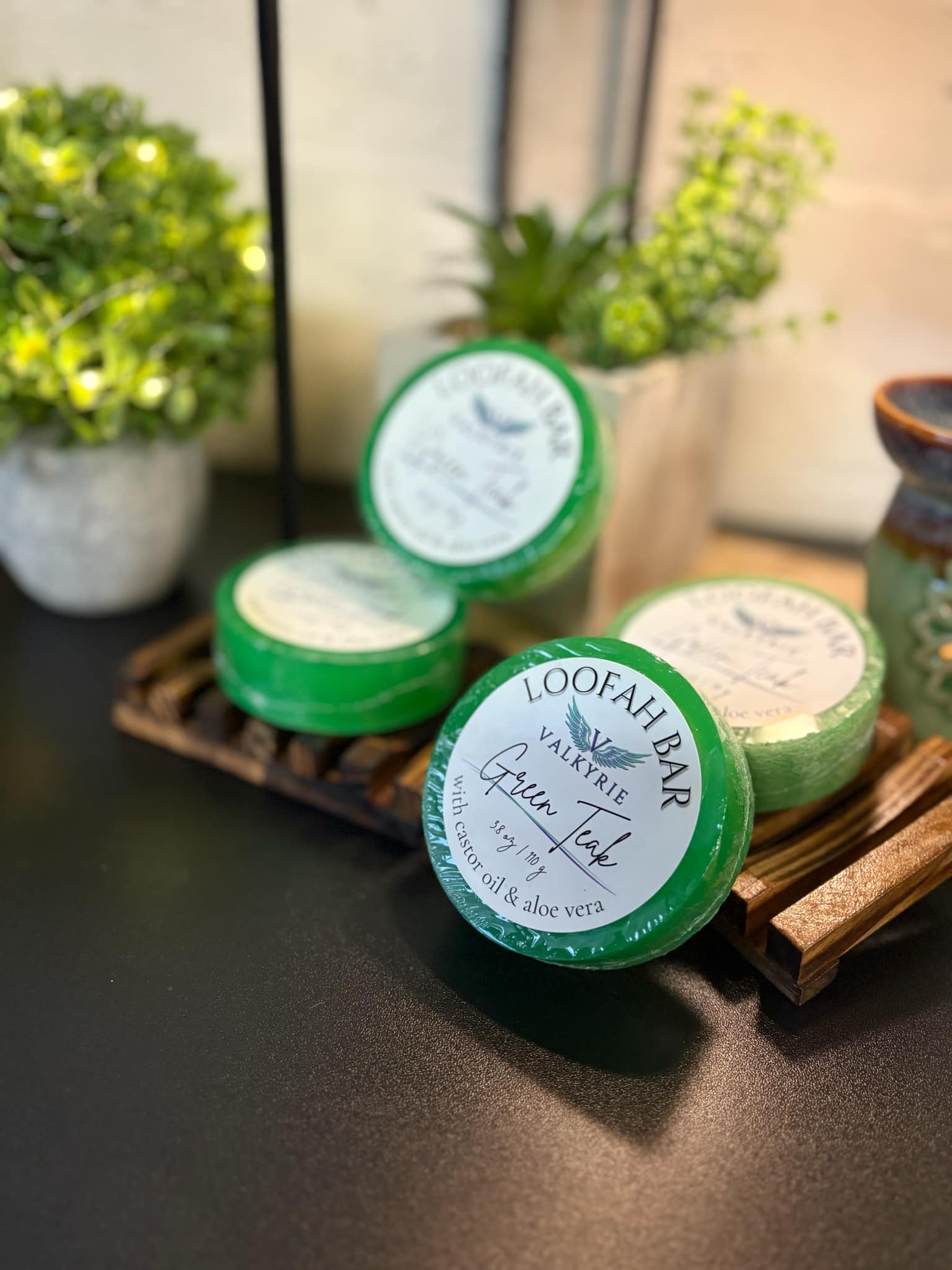 Green Teak Aloe Loofah Cleansing Bar Valkyrie Global Natural Skin Care Self Care Beauty St. Catharines Ontario Canada