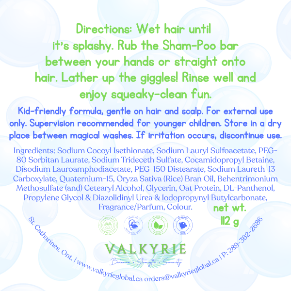 Sham-Poo Shampoo Bar Valkyrie Self Care Kids Hair Care St. Catharines Canada