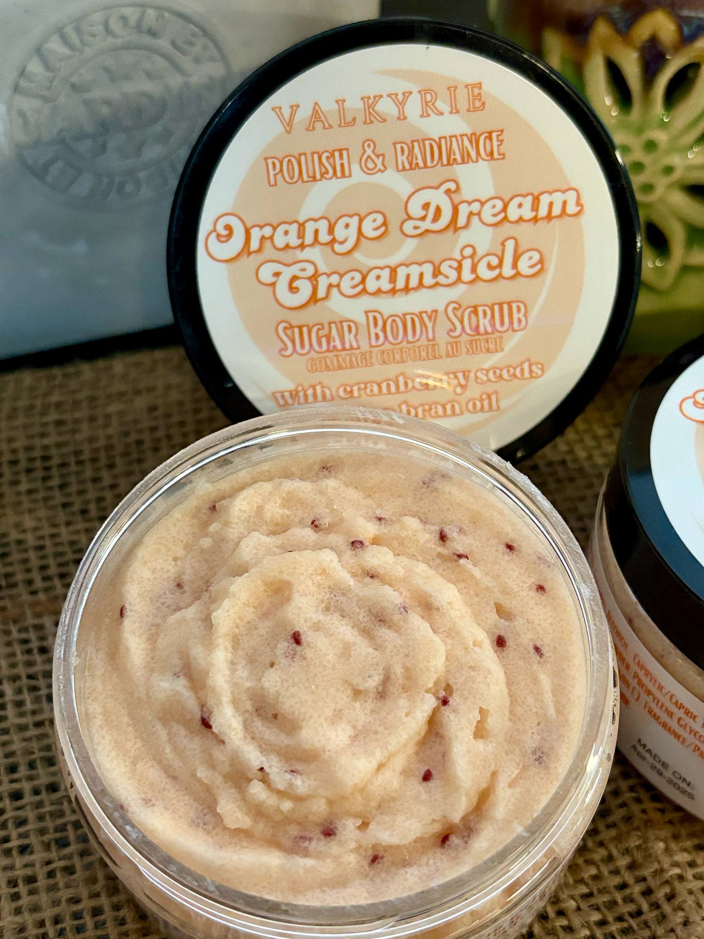 Orange Dream Creamsicle Sugar Body Scrub Valkyrie Global Skin Care Self Care Beauty St. Catharines Ontario Canada