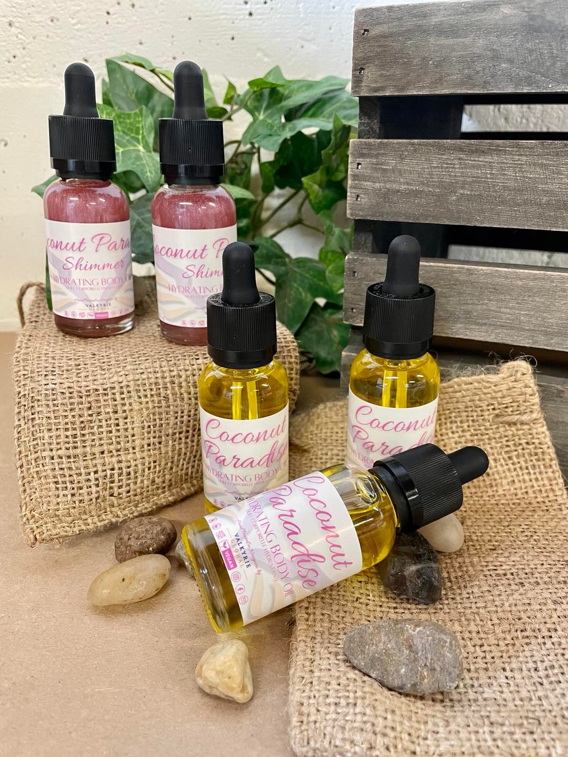 Coconut Paradise Hydrating Body Oil Valkyrie Global Skin Care Self Care Beauty St. Catharines Ontario Canada